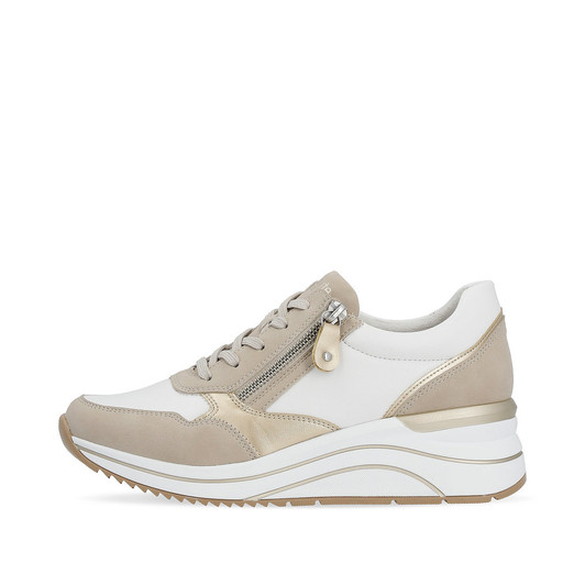 Remonte D0T01-80 Wedge laced Trainer with Zip White / Gold