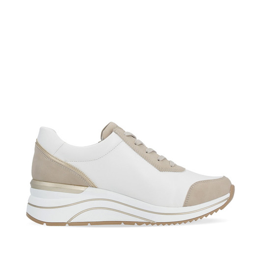 Remonte D0T01-80 Wedge laced Trainer with Zip White / Gold