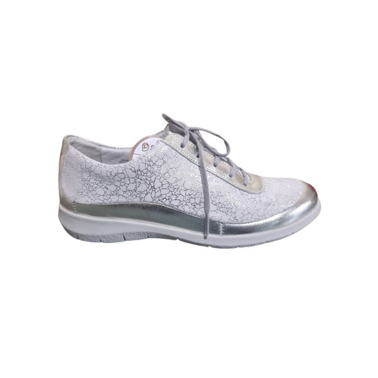 Suave Juno E fitting flat laced shoe Platinum