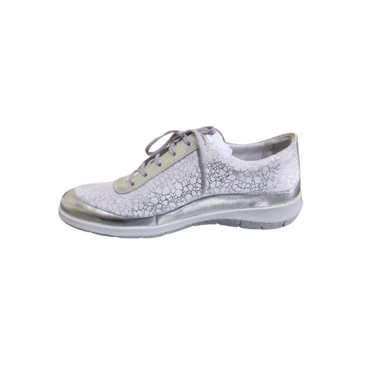 Suave Juno E fitting flat laced shoe Platinum