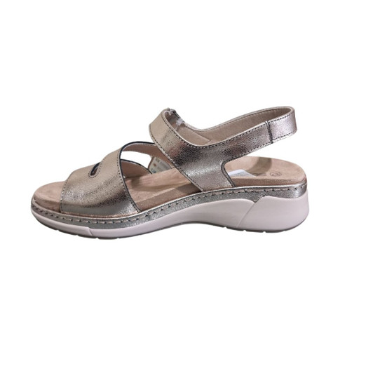 Suave Malaga Wedge sandal with cross straps and rempvable footbed (insole) Gold