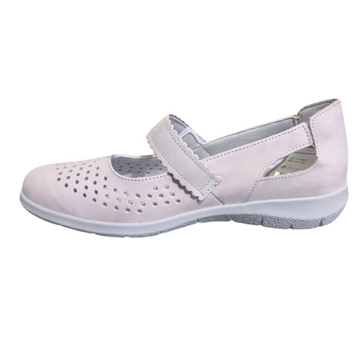 Suave Jillian Mary Jane style flat shoe with velcro strap Cream