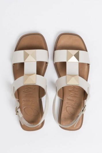 Oh My Sandals 5329 White Pirimid Stud Sandal