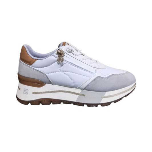 Bagatt D31AKI015550 Laced Platform trainer with single strip sole unit White/Tan