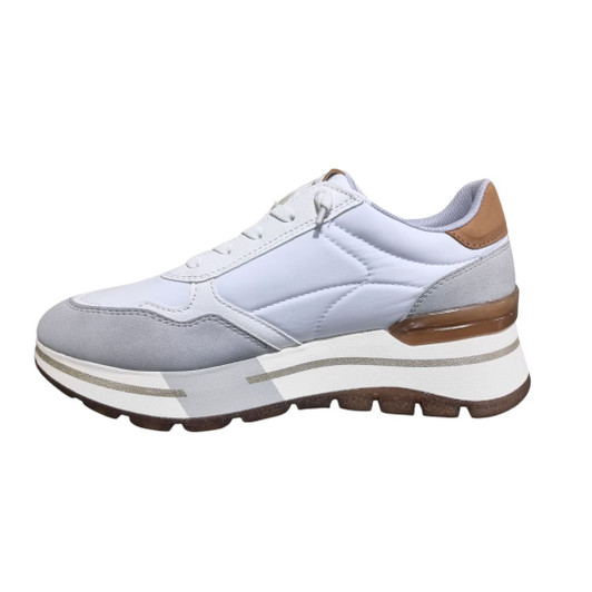 Bagatt D31AKI015550 Laced Platform trainer with single strip sole unit White/Tan
