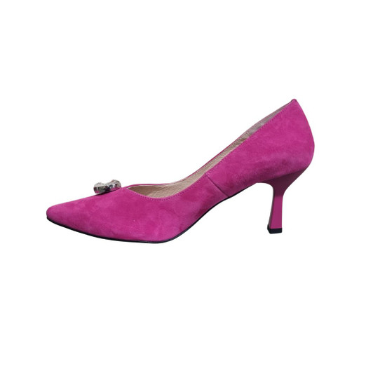 Emis 7975/042 High Heeled Dress shoe with extre width and diammoniate detail on the front Fuchia