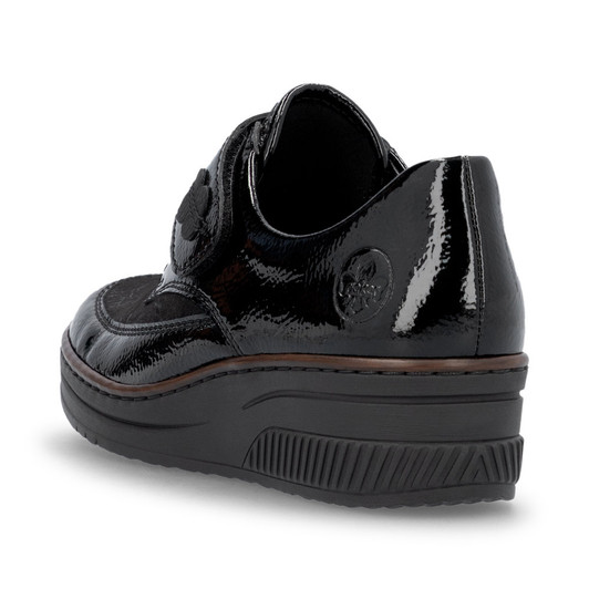 Rieker 487C0-00 Flat wedge, elastic upper velcro strap