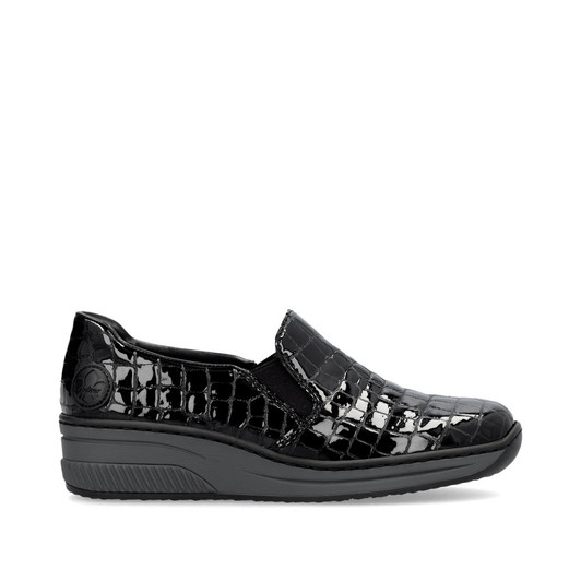 Rieker 48752-00 Slip on patent wedge Black