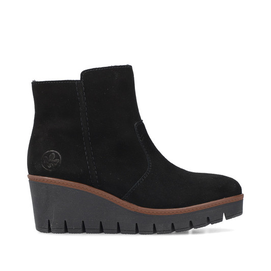 Rieker Y5065-00 High wedge slip on boot Black