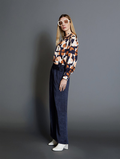 Skatie S75P02NVY Satin Plazzo trousers