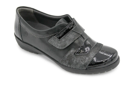Suave Glouchester wide fitting velcro shoe Black