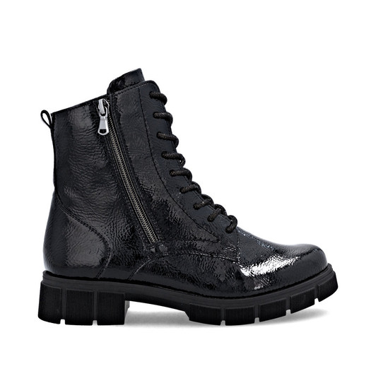 Remonte D2S72-02 – Women's Black Patent Combat Boots