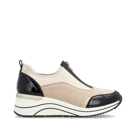 Remonte D0T08-60 – Women's Beige and Black Slip-On Trainers