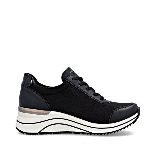 Remonte D0T09-04 – Women's Black Trainers with Leopard Detail