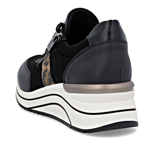 Remonte D0T09-04 – Women's Black Trainers with Leopard Detail