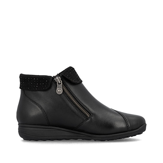 Rieker 47252-00 – Women's Black Ankle Boots with Zip