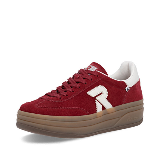 Rieker W3700-35 – Women's Red Suede Trainers
