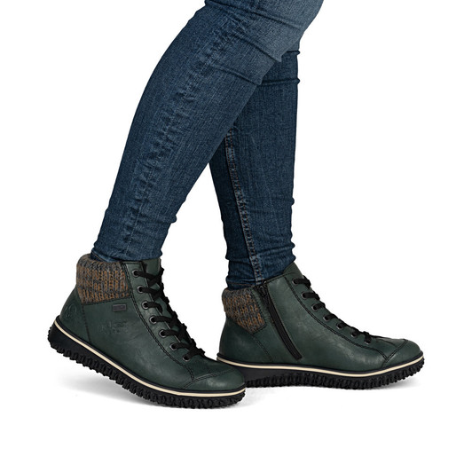 Rieker Z4243-55 – Green Lace-Up Ankle Boots