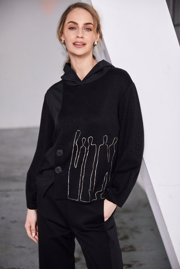 NAW25-270 Hoodie with Embroidered Silhouettes