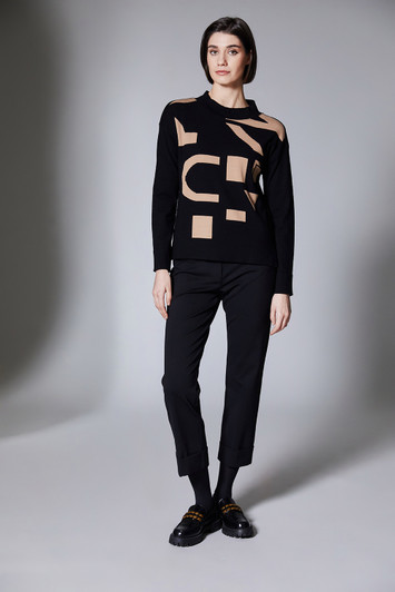 Peruzzi W25168 ABSTRACT KNIT Color GINGER BLK (76)