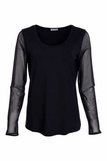 Naya NAW25106 Jersey round neck under garment top with mesh sleeve  Black  09