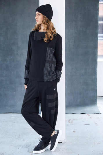 Naya NAW25233 Top with cut away metal collar and wave stripe Black/White 901