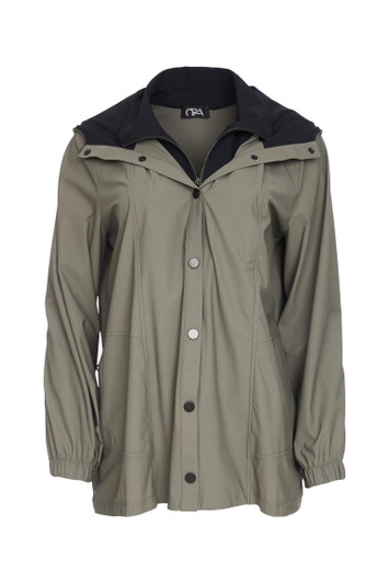 ORA Clothing ORW25105 Hooded jacket with contrast inset section Army/Black  599