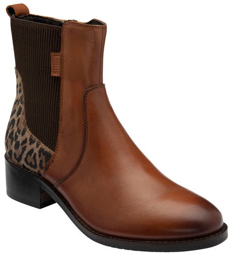 Lotus Women's Lindley Boot Ankle Tan/Leopard