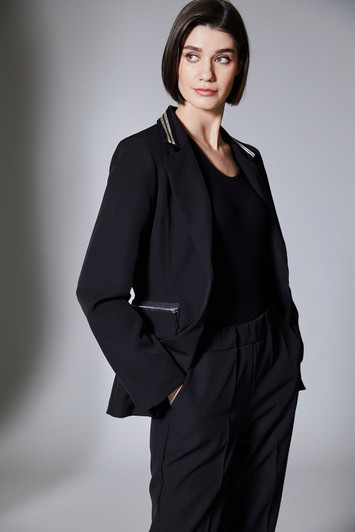 Peruzzi W25136 STRIPE TRIM BLAZER Black