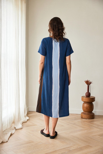 PERUZZI S26205 MULTI STRIPE DRESS BLUE/BRN