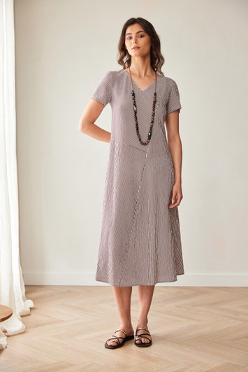 PERUZZI S26200 STRIPE DRESS BRN/ECRU