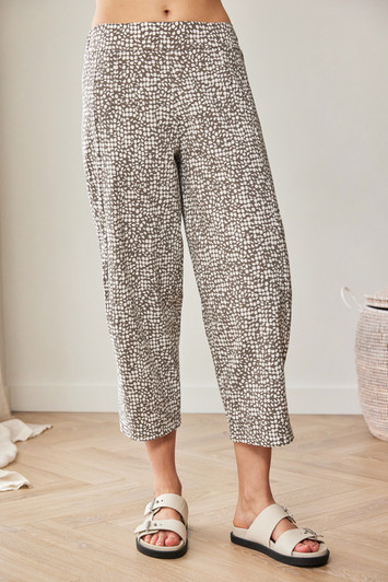 PERUZZI S26512 PRINT SLOUCH TROUSERS TAUPE/ECRU