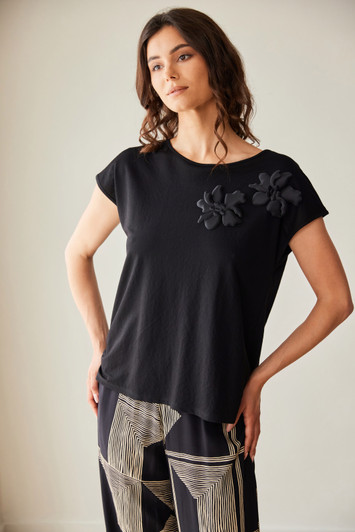 PERUZZI S26180 3D FLOWER TOP BLACK