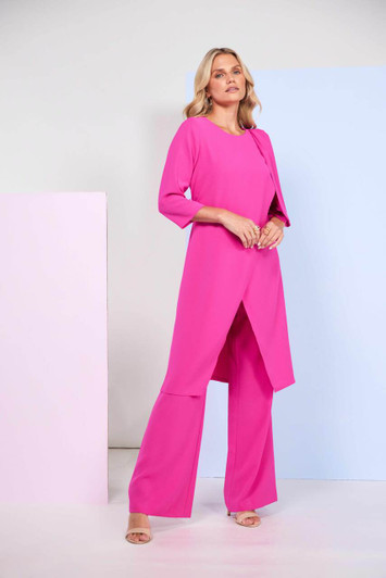 Kate Cooper KCS26151 Round neck tunic top with shoulder bow detail Hot Pink (49)