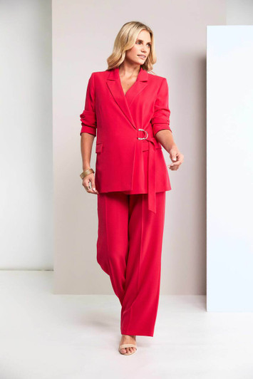 Kate Cooper KCS26117 Wide leg trouser with contrast elasticated band Poppy Red (42)
