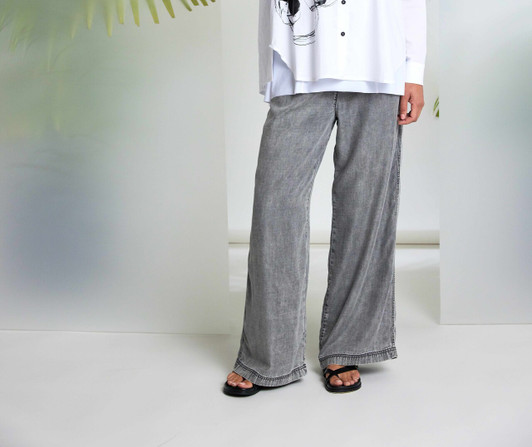 NAYA NAS26137 Wide leg tencle pull up trouser Granite 82