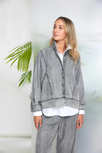 NAYA NAS26140 Washed effect tencle jacket with button closing Granite 82