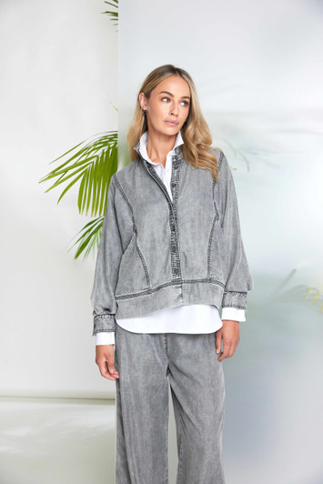 NAYA NAS26140 Washed effect tencle jacket with button closing Granite 82