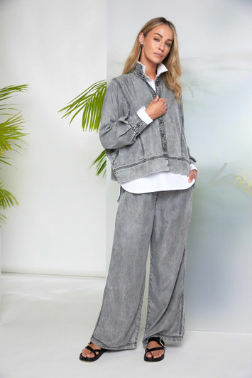 NAYA NAS26140 Washed effect tencle jacket with button closing Granite 82