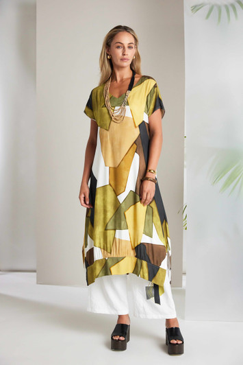 NAYA NAS26151 Multi colour graphic print vee neck dress Oasis 35