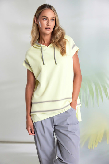 NAYA NAS26203 Short sleeve spray painted hooded top Lemon 37