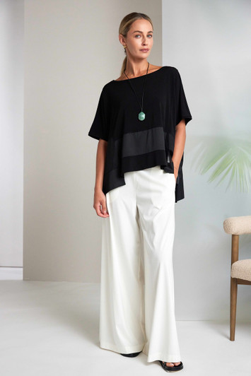NAYA NAS26169 Square shape top with contrast  fabric bands Black  09