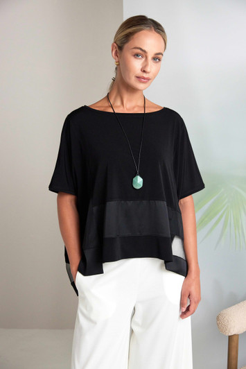 NAYA NAS26169 Square shape top with contrast  fabric bands Black  09