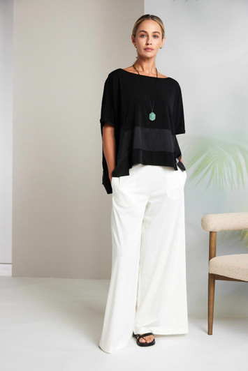 NAYA NAS26169 Square shape top with contrast  fabric bands Black  09