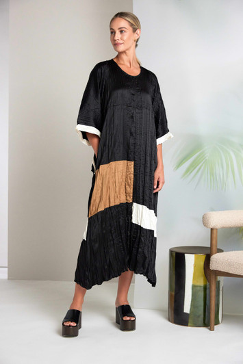 NAYA NAS26289 Crushed shrug with contrast sleeve band Black/off white 911