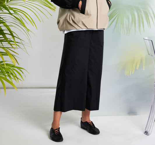 NAYA NAS26254 Crop wide leg trouser with side pocket Black  09