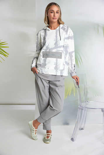 NAYA NAS26247 Grapic print hooded top with zip pocket Off White/Taupe 171