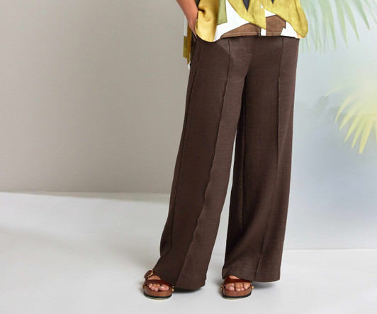 NAYA NAS26240 Classic style wide leg trouser with side pocket Choc 73 NAYA NAS26240 Classic style wide leg trouser with side pocket Choc 73