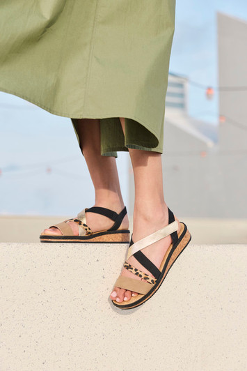 Rieker V3663-92 From 30-50mm - Smooth sole - Heel/Wedge bur-fastener Ladies' sandals