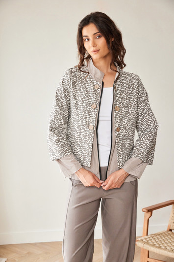PERUZZI S26510 PRINT DOUBLE JACKET TAUPE/ECRU